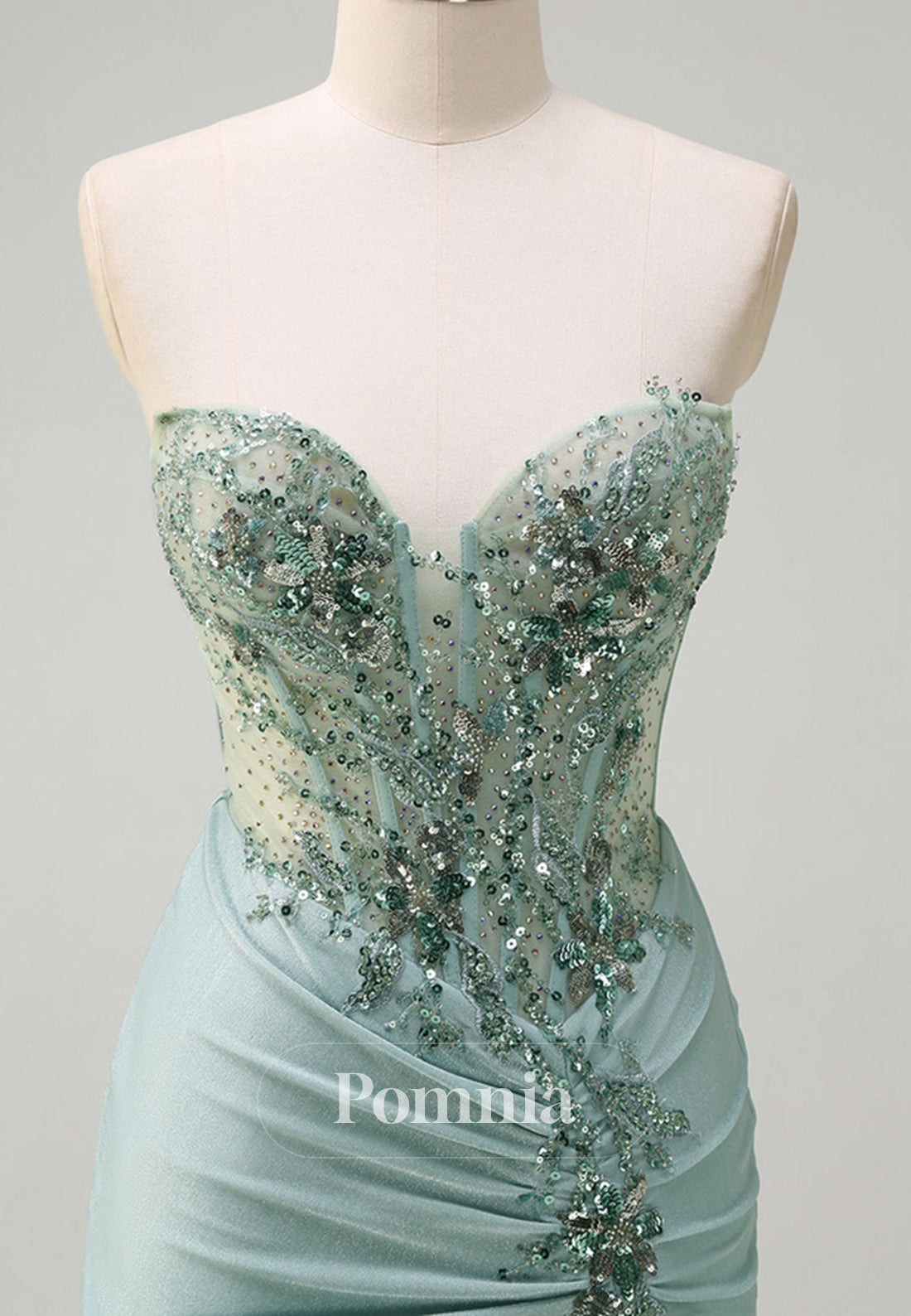 A-Line Spaghetti Straps Sweetheart Slit Corset Tulle Prom Dress