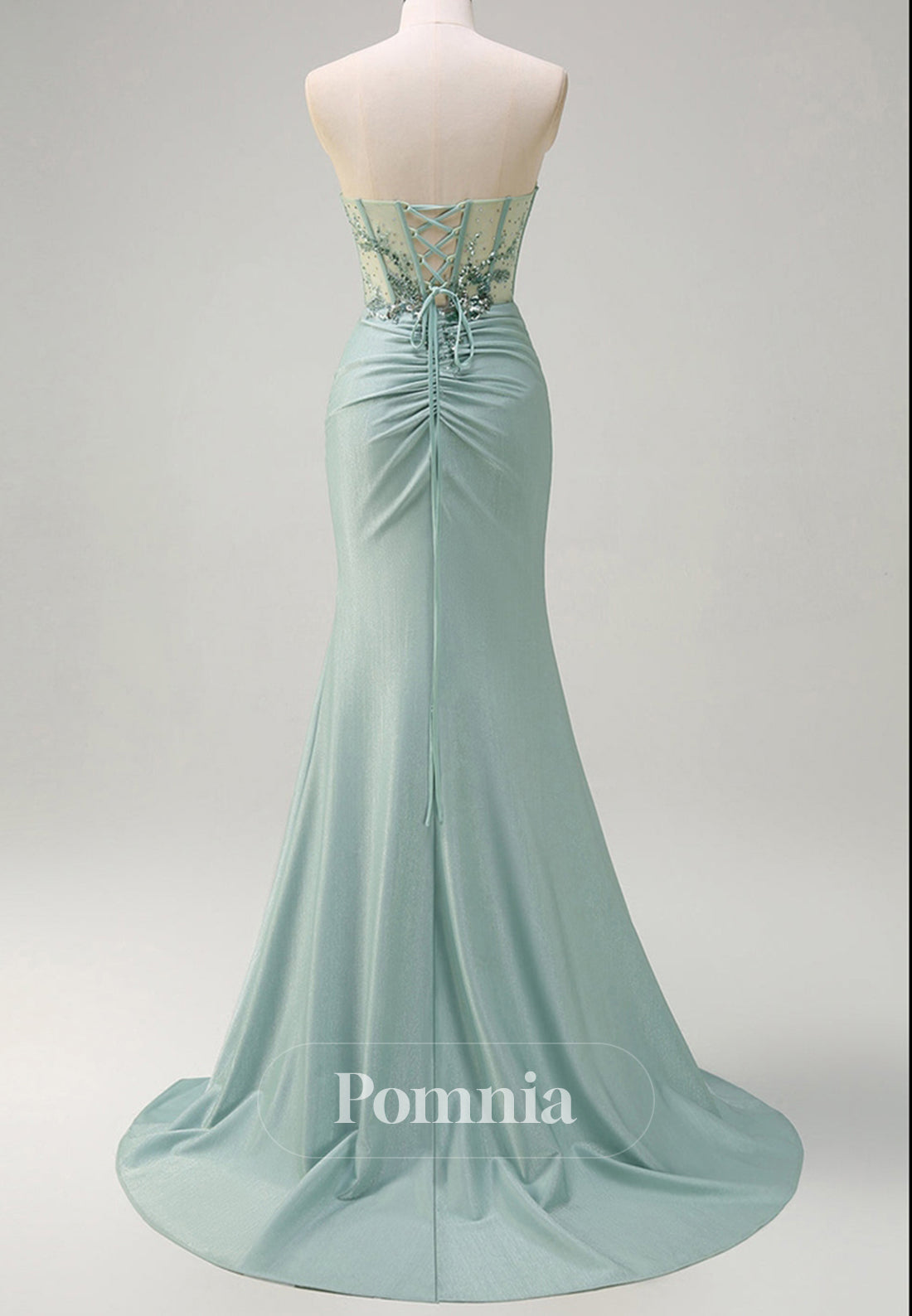 A-Line Spaghetti Straps Sweetheart Slit Corset Tulle Prom Dress