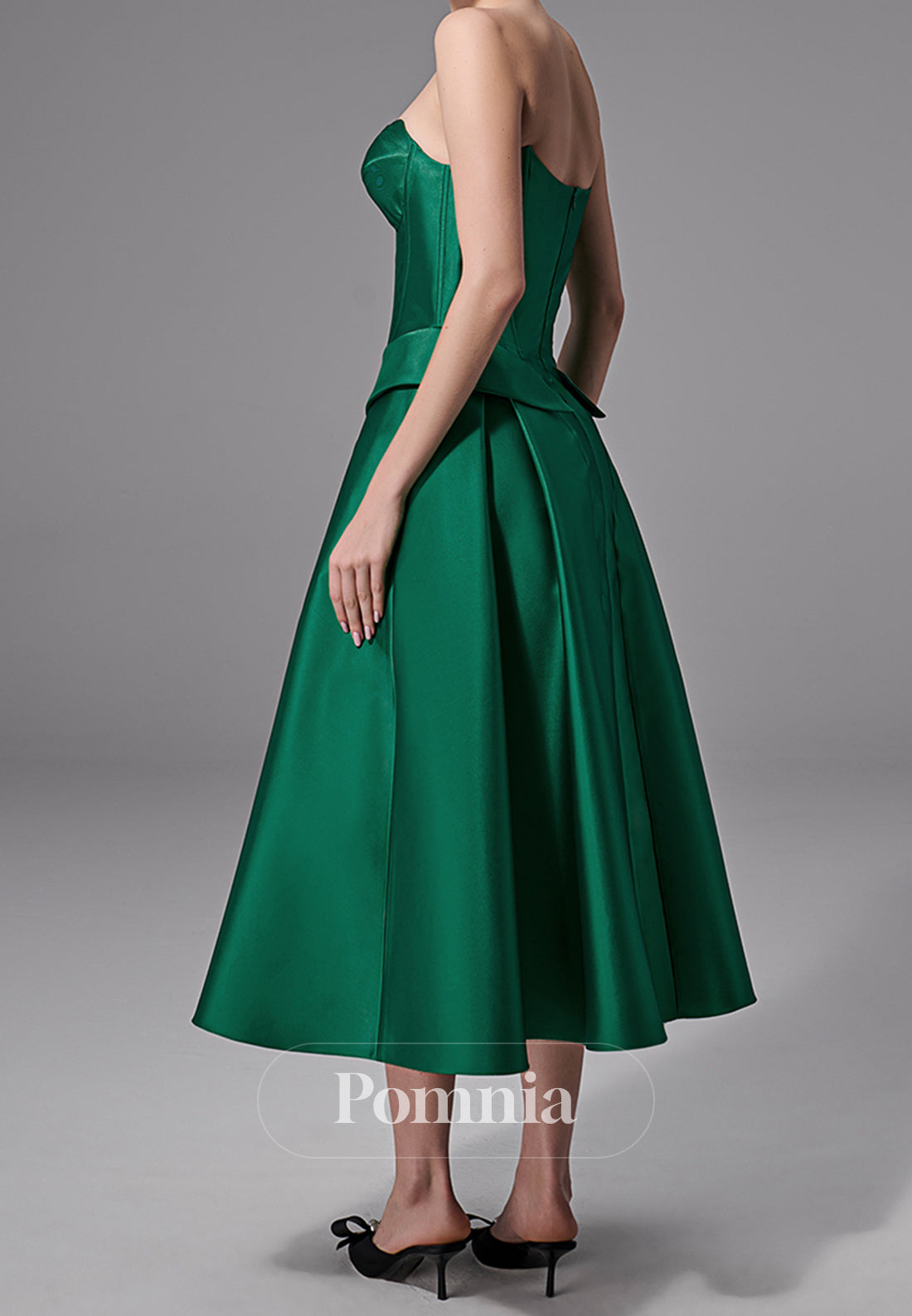 Dark Green A-Line Strapless Sleeveless Corset Mother of the Bride Dress