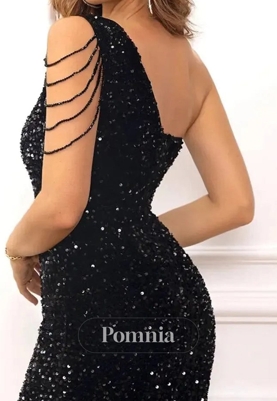 Sparkly One Shouldr Sleeveless Sequins Mini Homecoming Dress