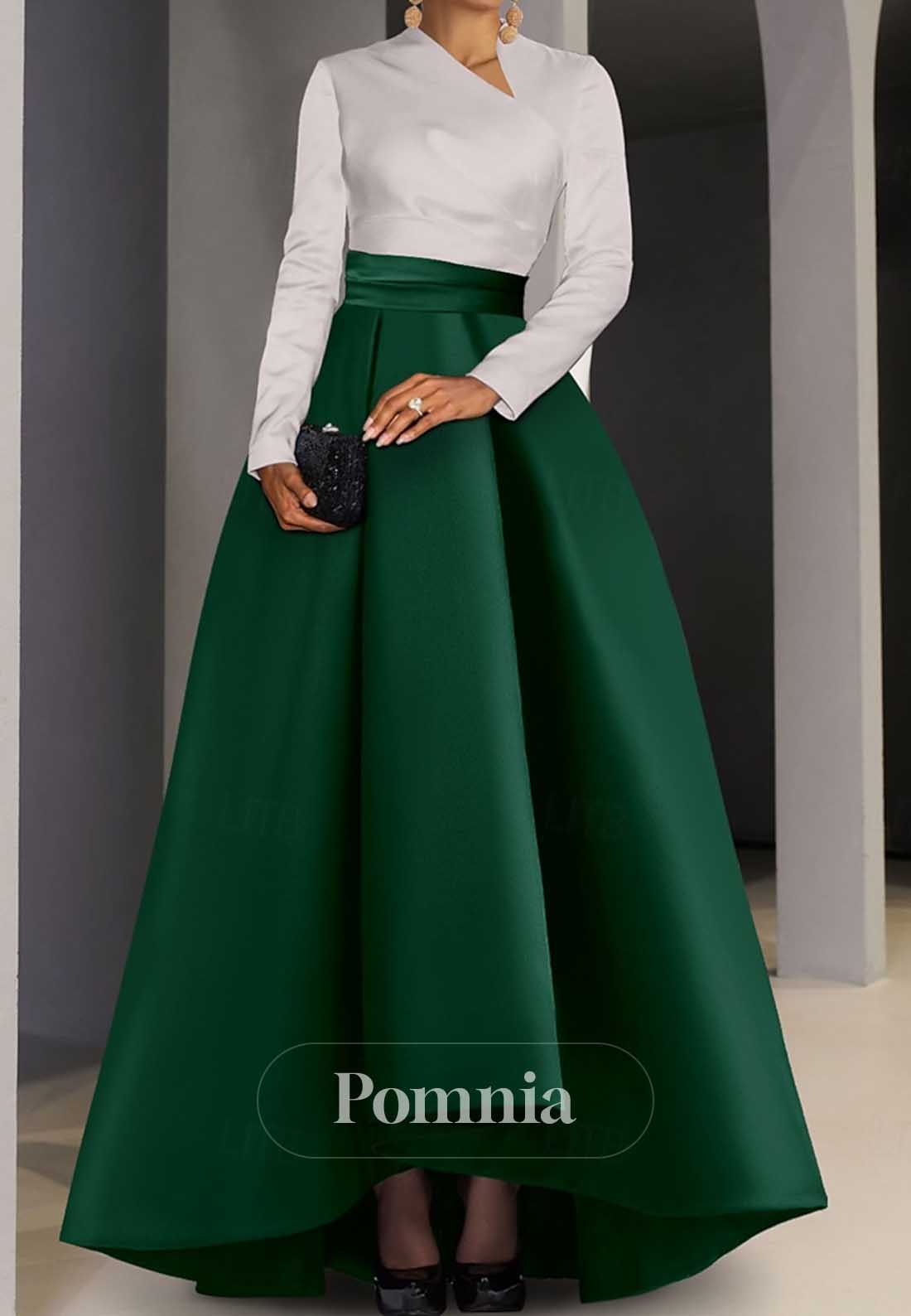 Simple A-Line Long Sleeves Empire-Waist Evening Formal Dress
