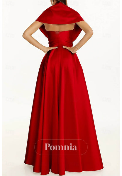 Elegant Cap Sleeves V-Neck Empire-Waist Evening Dress