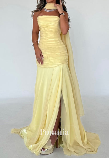 Daffodil A-Line Strapless Sleeveless Ruched Evening Dress