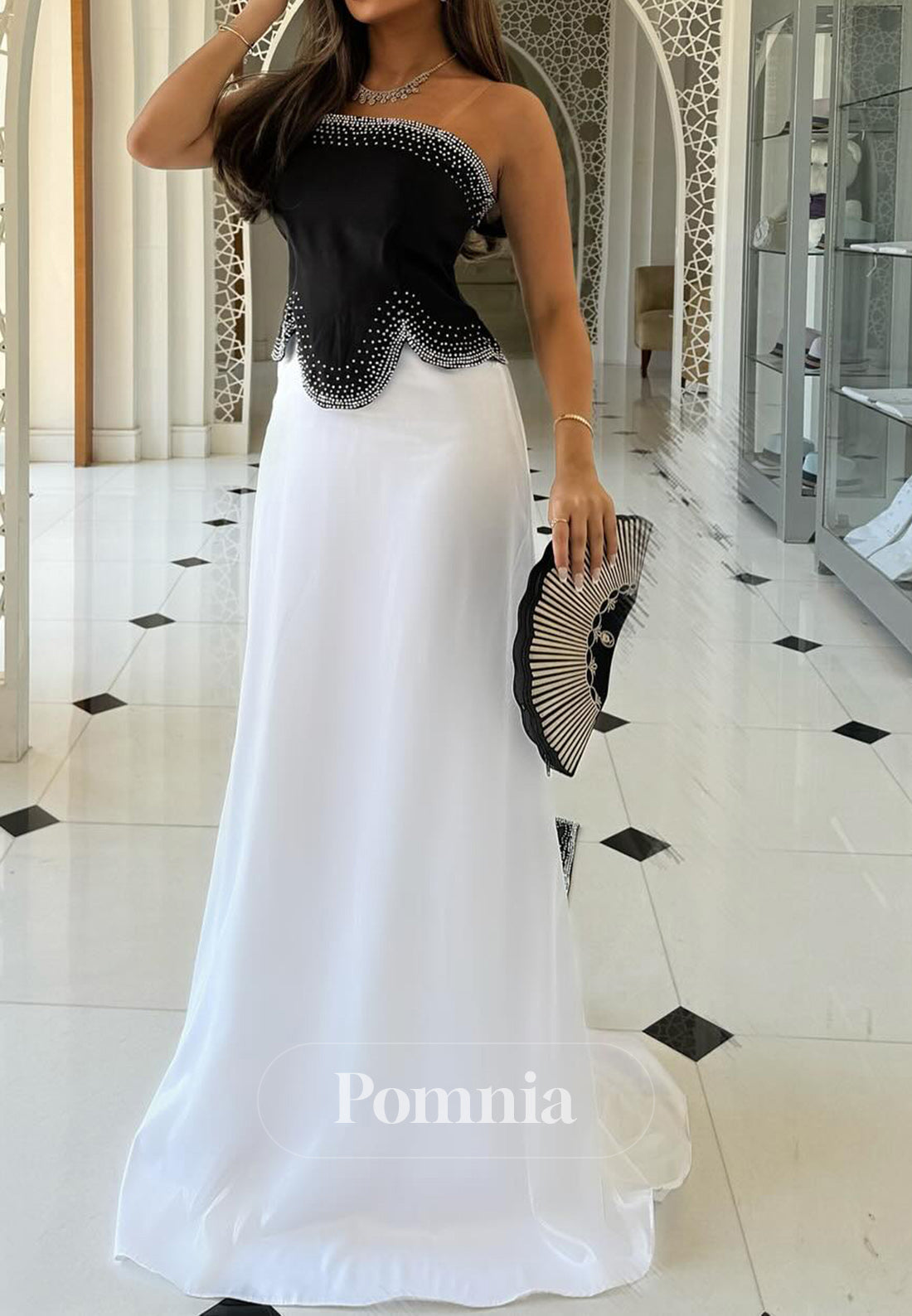 Simple A-Line Straplesss Sleeveless Empire-Waist Evening Dress