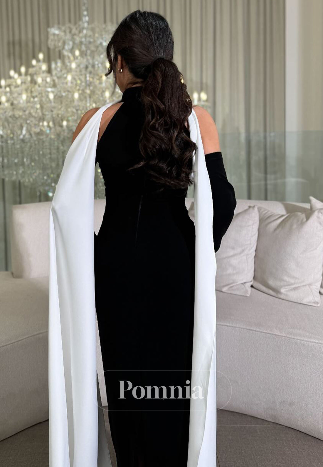 Black A-Line Floral Appliques Empire-Waist Prom Dress