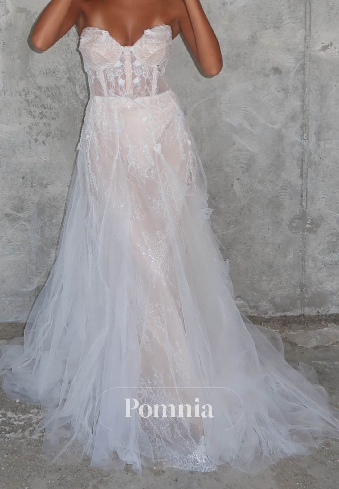 Simple Sweetheart Sleeveless Corset Tulle Lace Wedding Dress