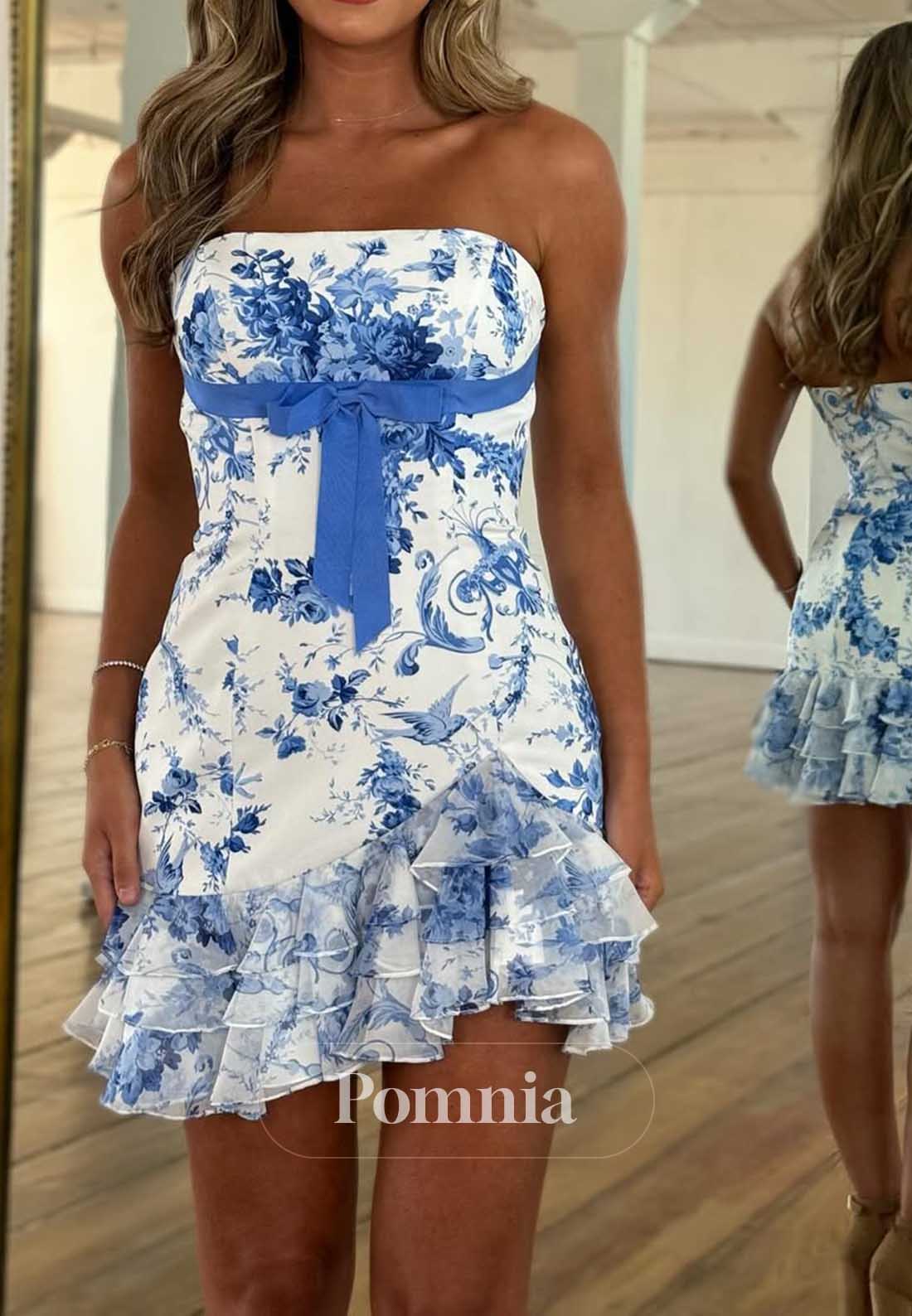 A-Line Strapless Sleeveless Appliques Homecoming Dress