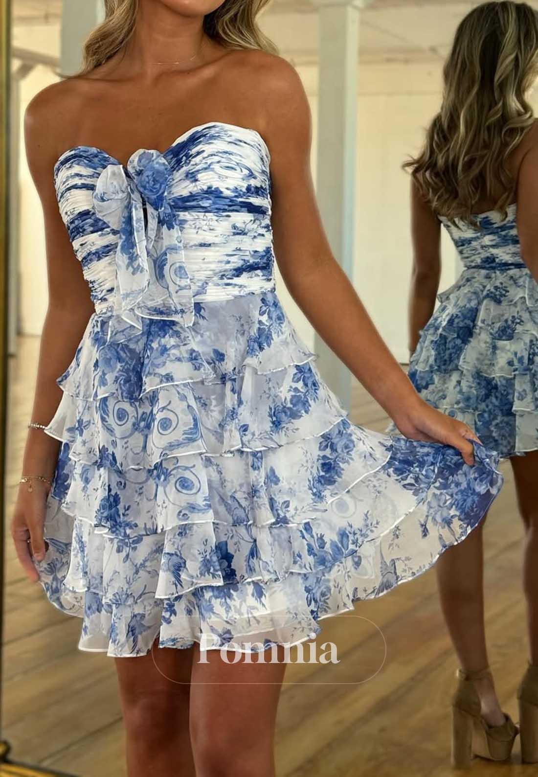 A-Line Strapless Sleeveless Corset Mini Homecoming Dress