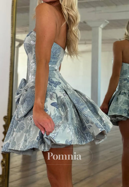 Charming A-Line Strapless Sleeveless Bowknot Homecoming Dress