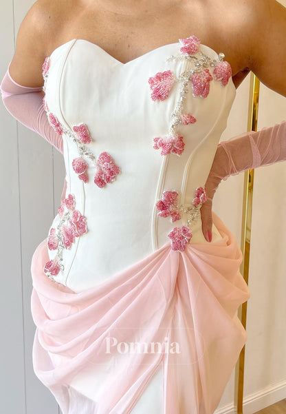 Charming Strapless Sleeveless Floral Appliques Short Homecoming Dress