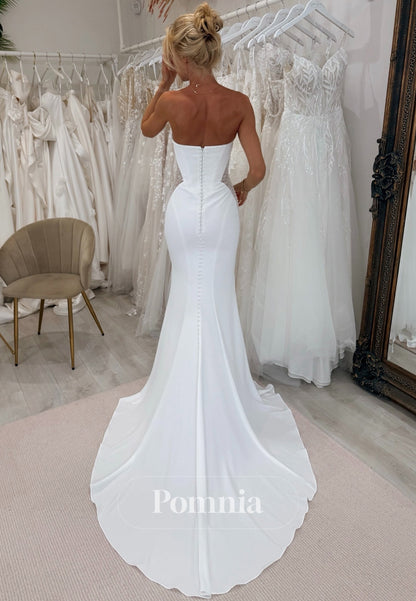Simple Sleeveless Sweetheart Sequins Mermaid Wedding Dress