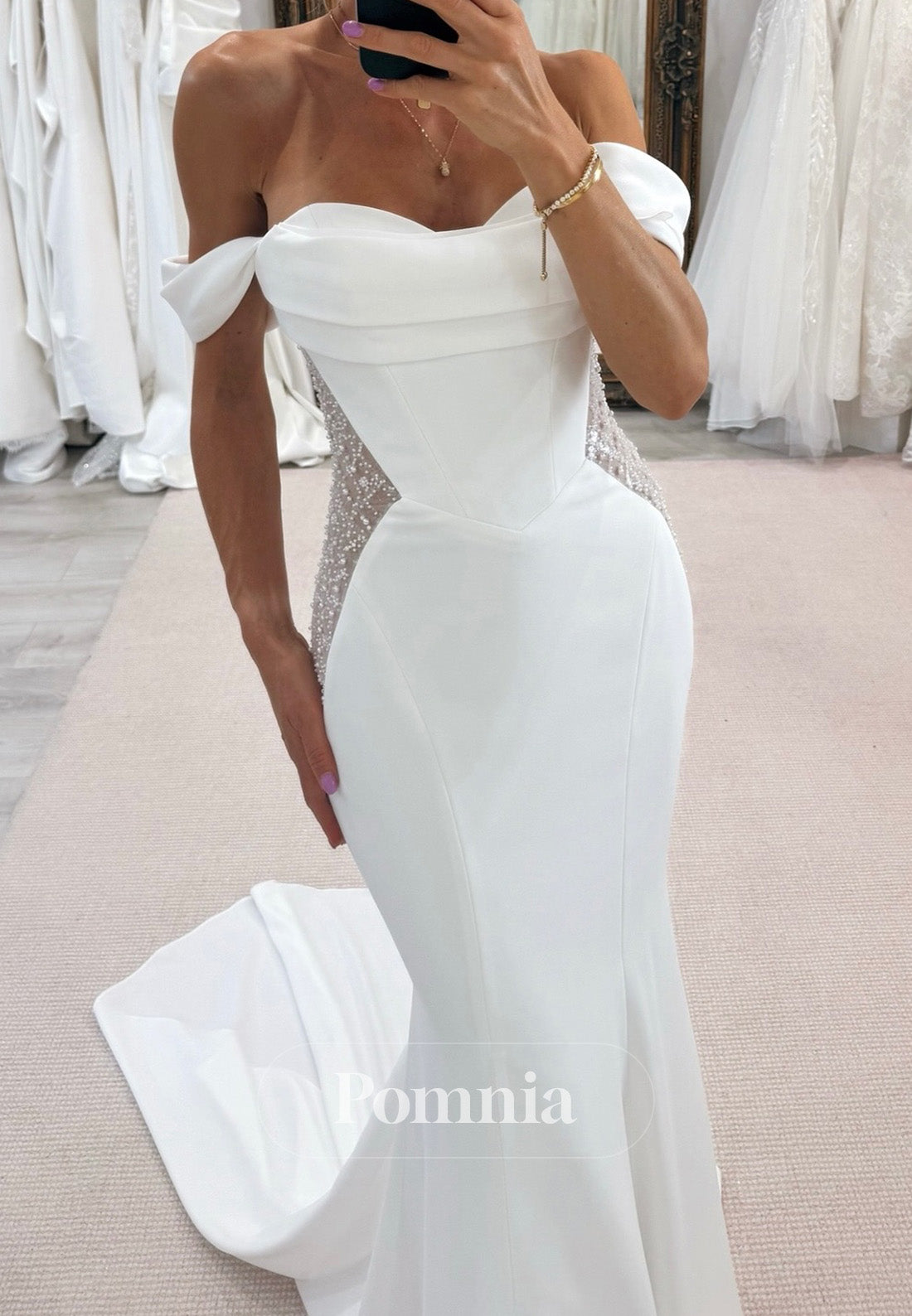 Simple Sleeveless Sweetheart Sequins Mermaid Wedding Dress