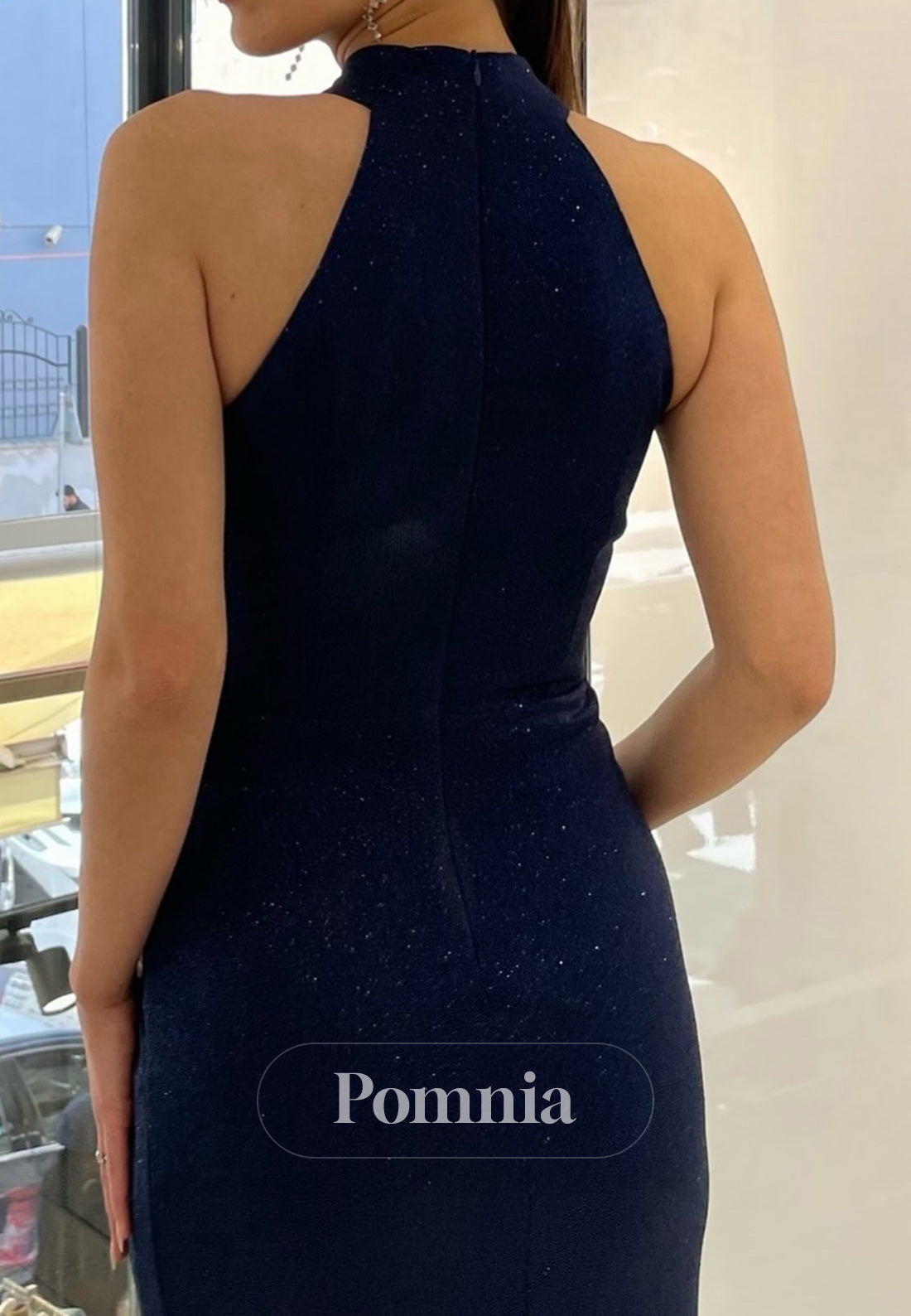 Halter Sleeveless Slit Corset Evening Dress