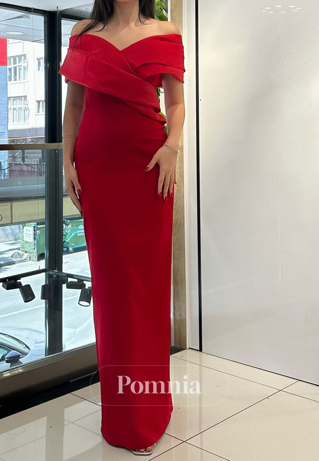 Sheath Off-Shoulder Sleeveless Ruched Evening Dress