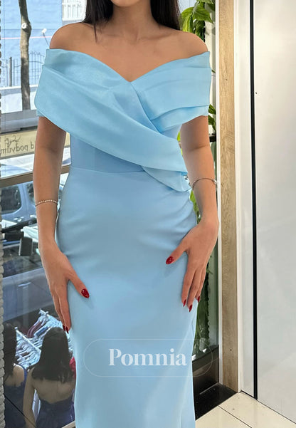 Sheath Off-Shoulder Sleeveless Ruched Evening Dress