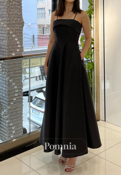 A-Line Spaghetti Straps Scoop Empire-Waist Semi-Formal Dress