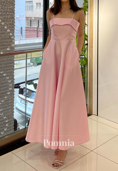 A-Line Spaghetti Straps Scoop Empire-Waist Semi-Formal Dress