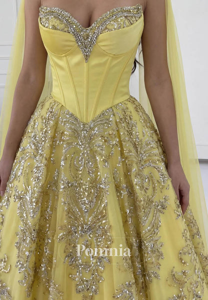Daffodil A-Line Sweetheart Appliques Prom Dress