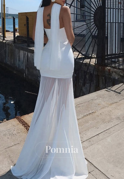 Simple Strapless Sleeveless Ruched Floor-Length Prom Dress