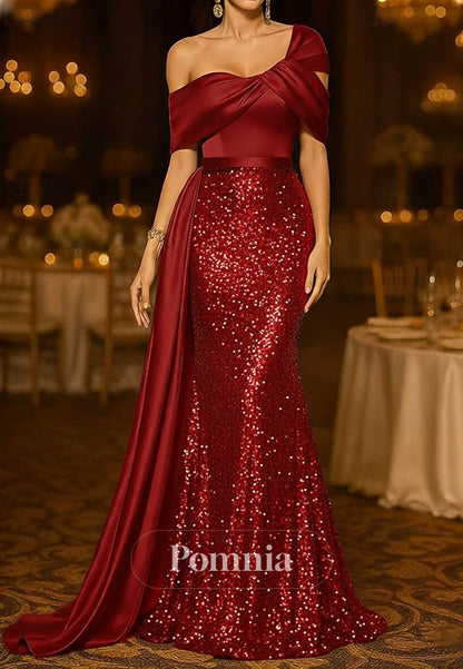 Trumpet Sweep Brush Train Evening Gown Ball Gown with Overskirt