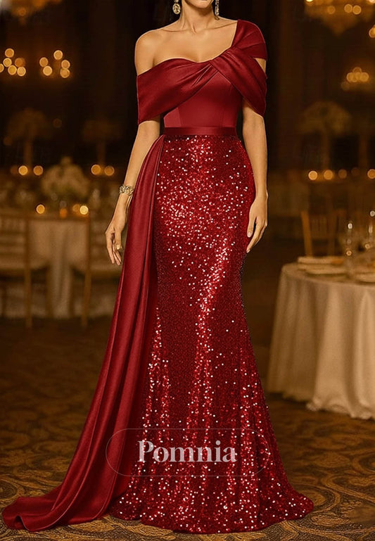 Trumpet Sweep Brush Train Evening Gown Ball Gown with Overskirt