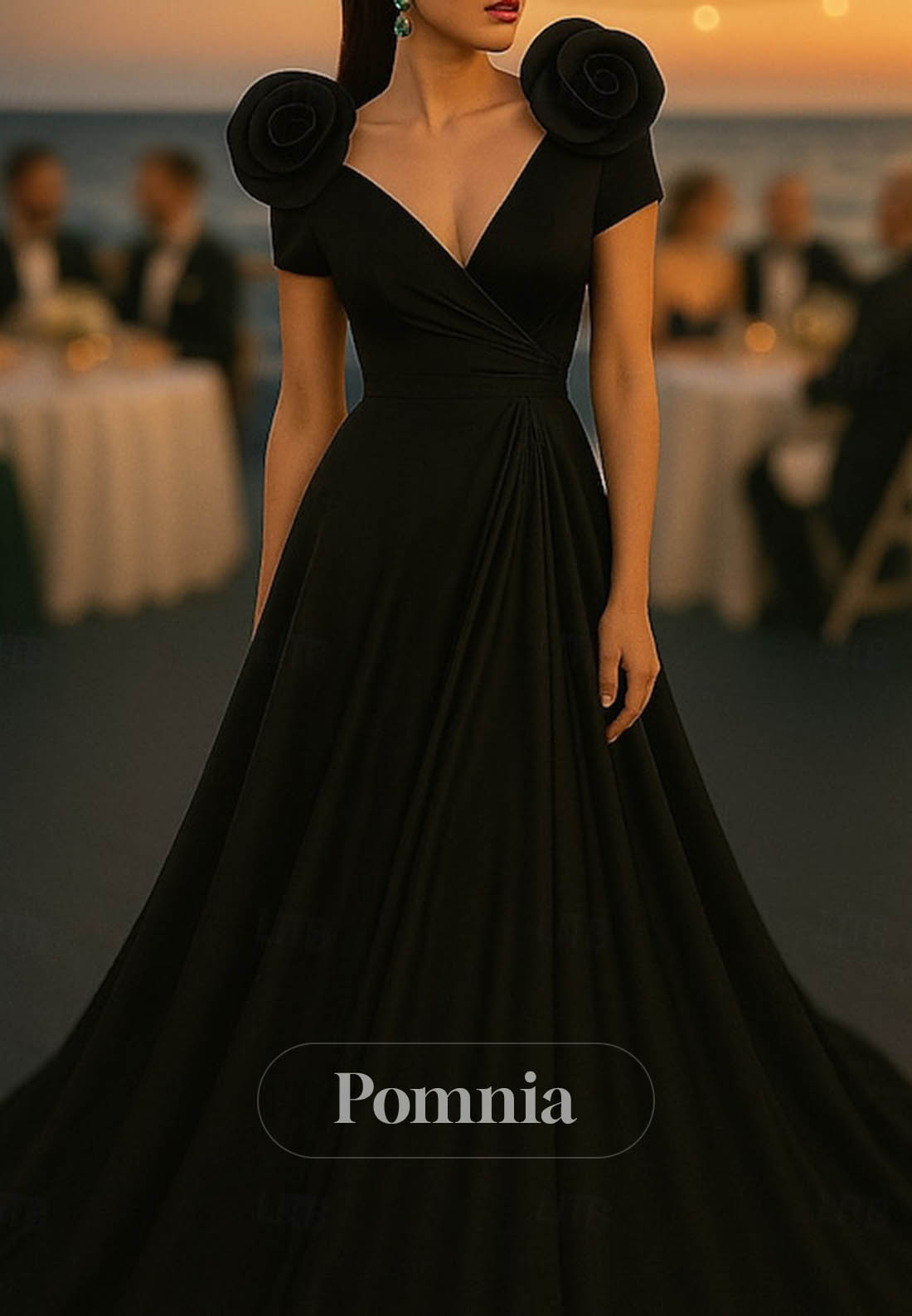 A-Line Spaghetti Straps V-Neck Evening Dress