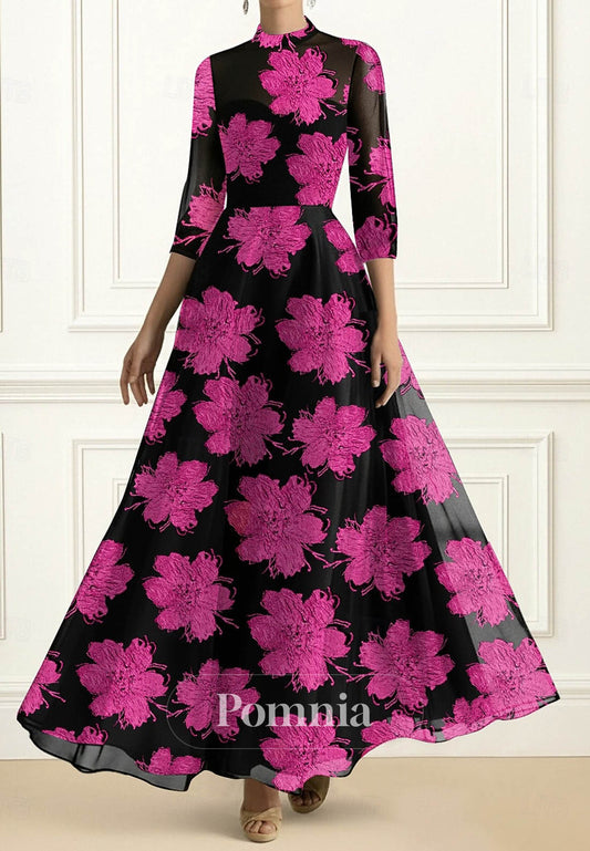 Elegant Daily Semi Formal Sleeve High Neck Evening Dress