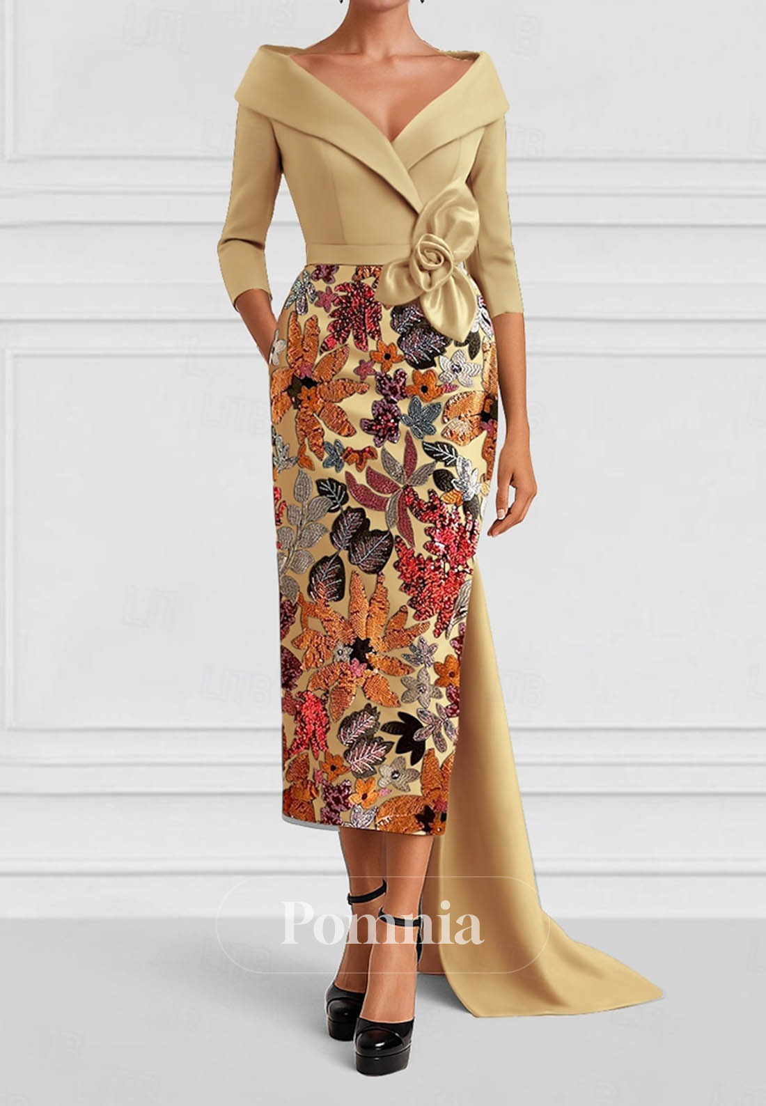 A-Line Floor Length Evening Gown Ball Gown with Overskirt