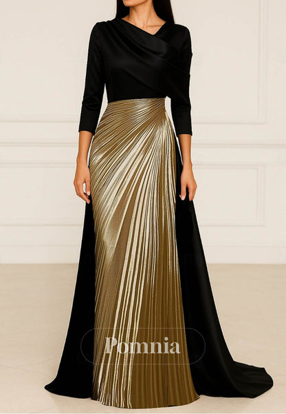 Simple Long Sleeves Scoop Empire-Waist Evening Dress