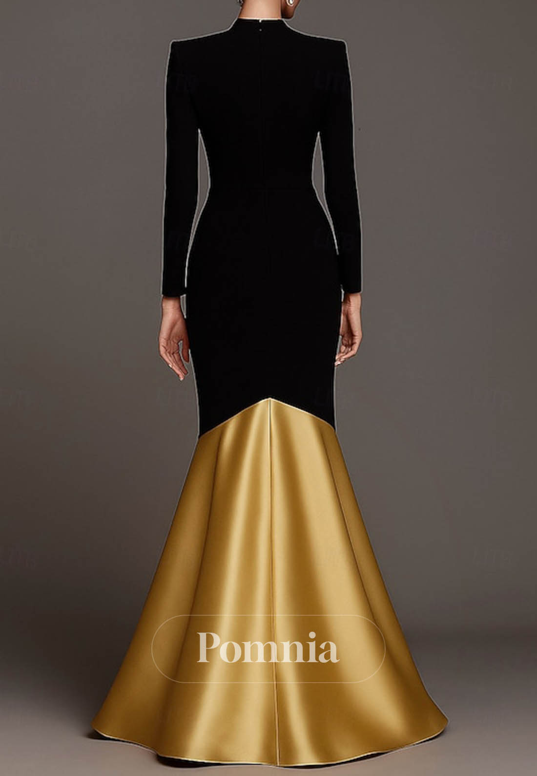 Simple Long Sleeves V-Neck Satin Evening Dress