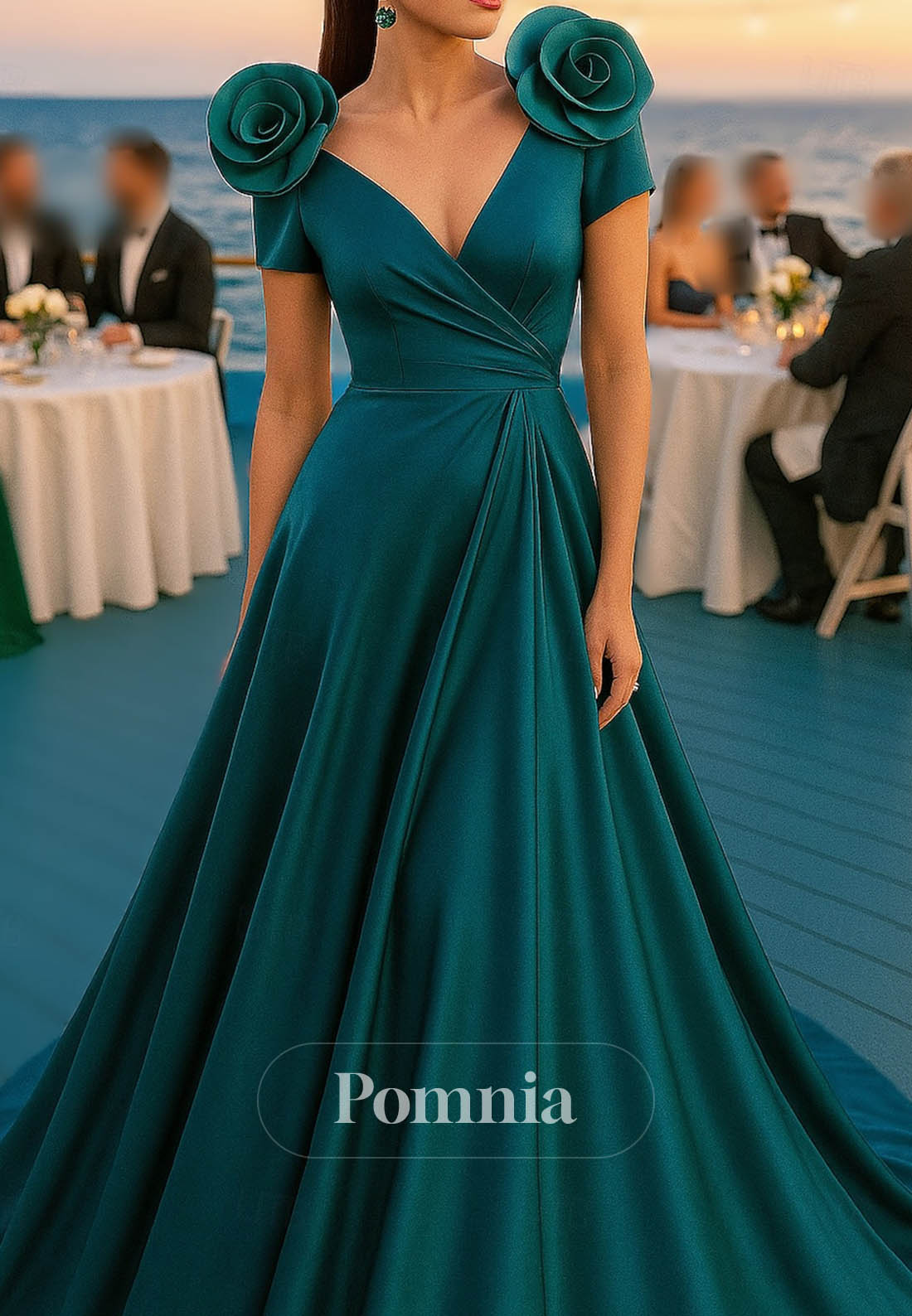 A-Line Spaghetti Straps V-Neck Evening Dress