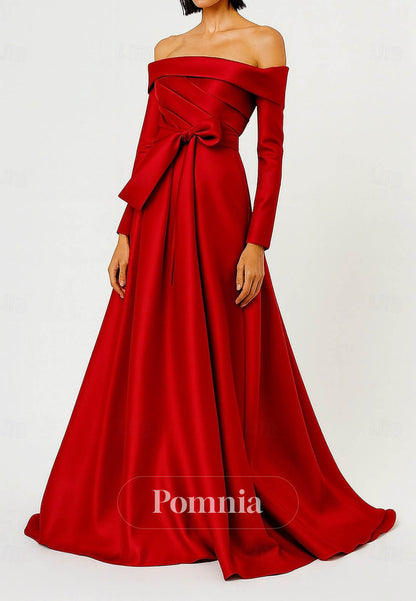 A-Line Floor Length Evening Gown