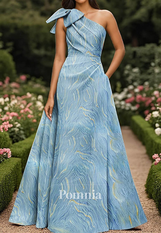 One Shoulder Formal Wedding Satin Backless with Bow