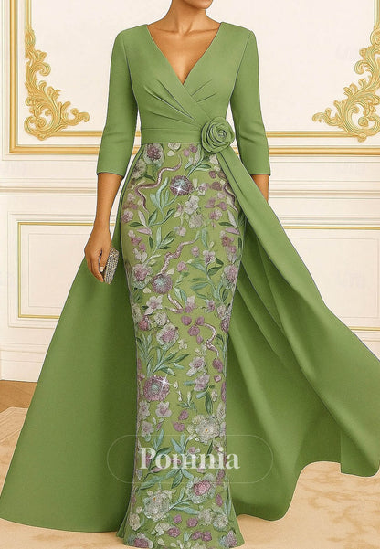 A-Line Sheath Floor Length Evening Gown