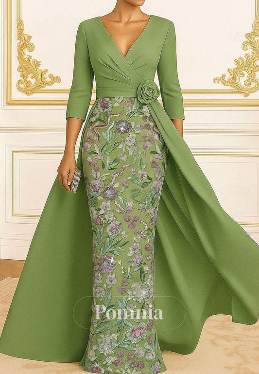 A-Line Sheath Floor Length Evening Gown