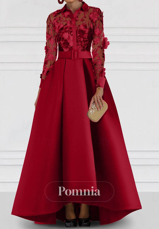 A-Line Floor Length Evening Gown