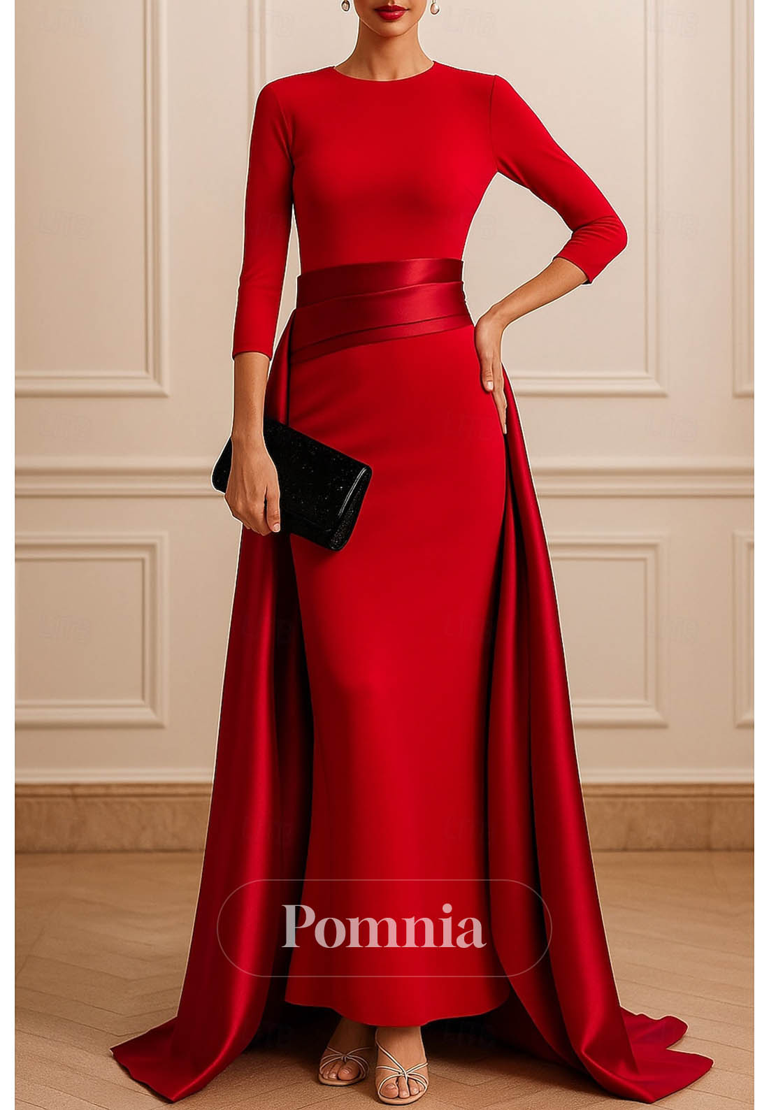 Simple Long Sleeves Scoop A-Line Evening Dress