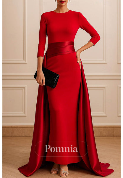Simple Long Sleeves Scoop A-Line Evening Dress