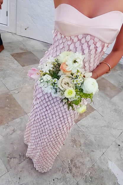 Sheath Strapless Long Prom Dresses with Sequins