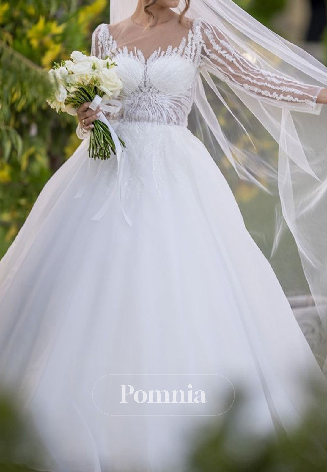 Charming Long Sleeves Sweetheart A-Line Lace Wedding Dress