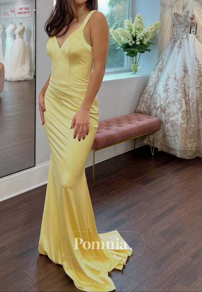 Simple Spaghetti Straps Sweetheart Satin Prom Dress