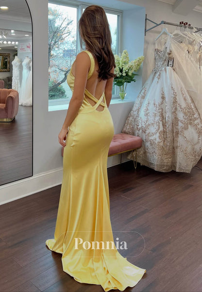 Simple Spaghetti Straps Sweetheart Satin Prom Dress