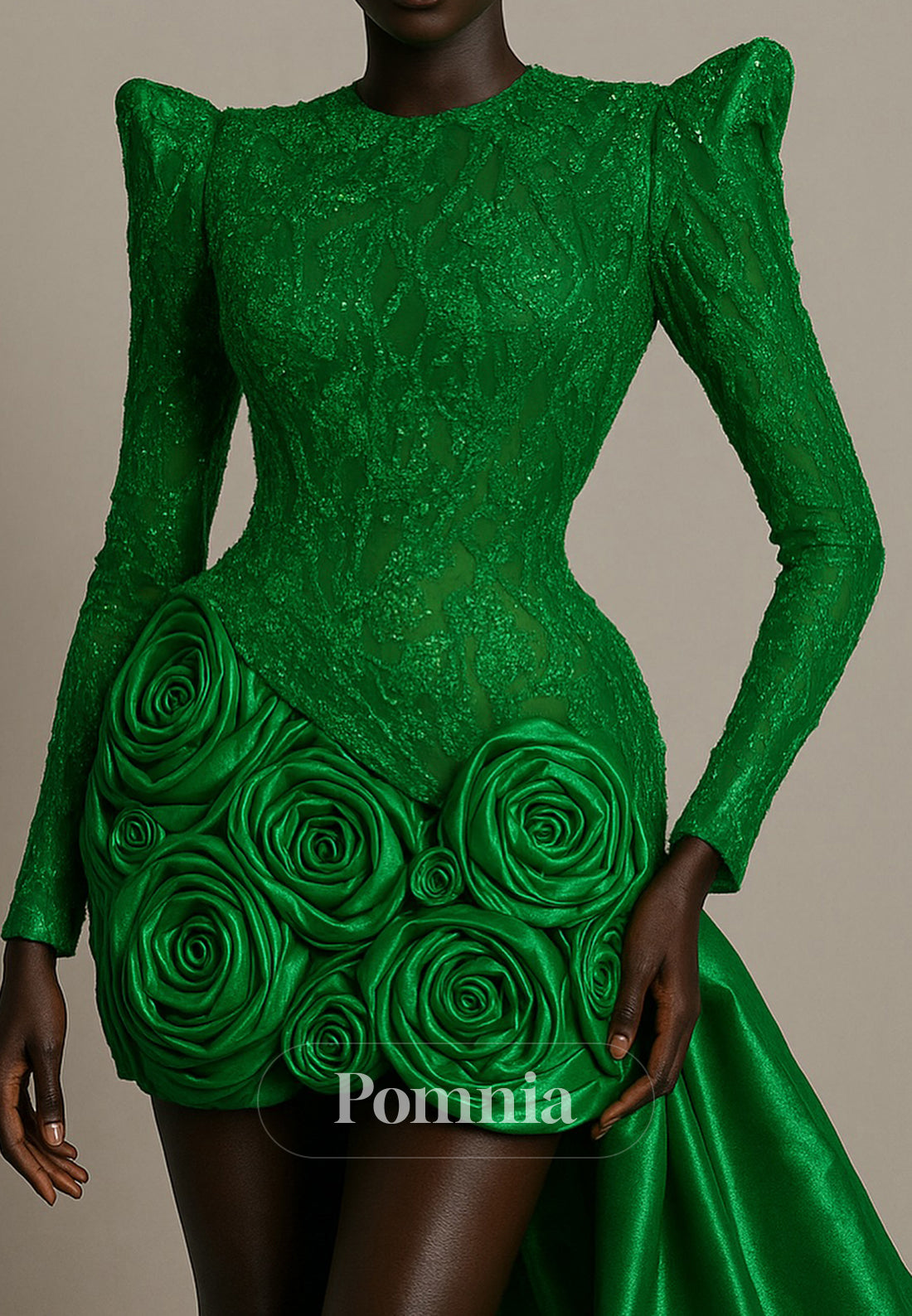 Elegant Long Sleeves Scoop Floral Appliques Homecoming Dress