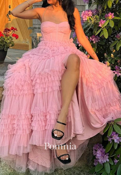 Simple Sweetheart Ruffles A-Line Prom Dress