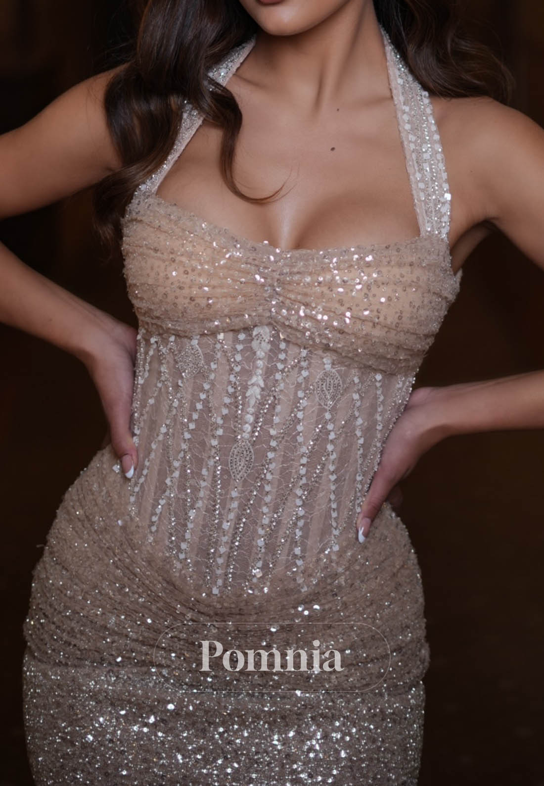 Charming A-Line Spaghetti Straps Scoop Sequins Prom Dress