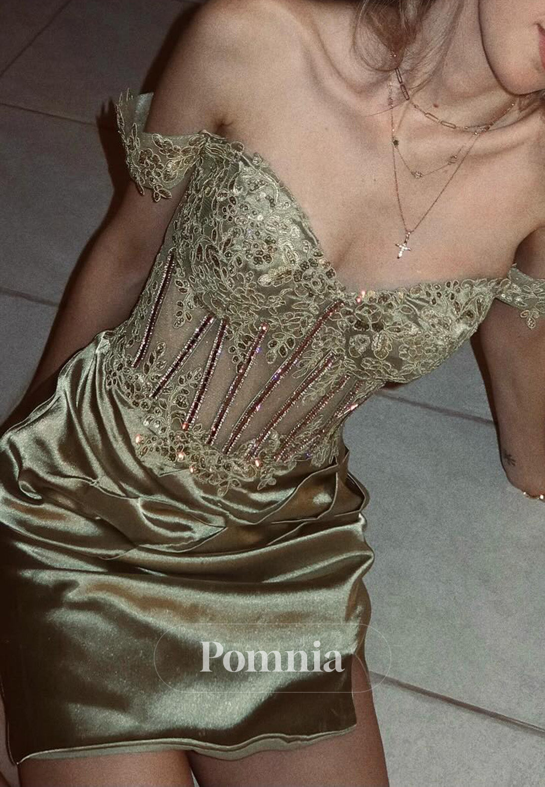 Dusty Sage Sleeveless Strapless Corset Tulle Homecoming Dress