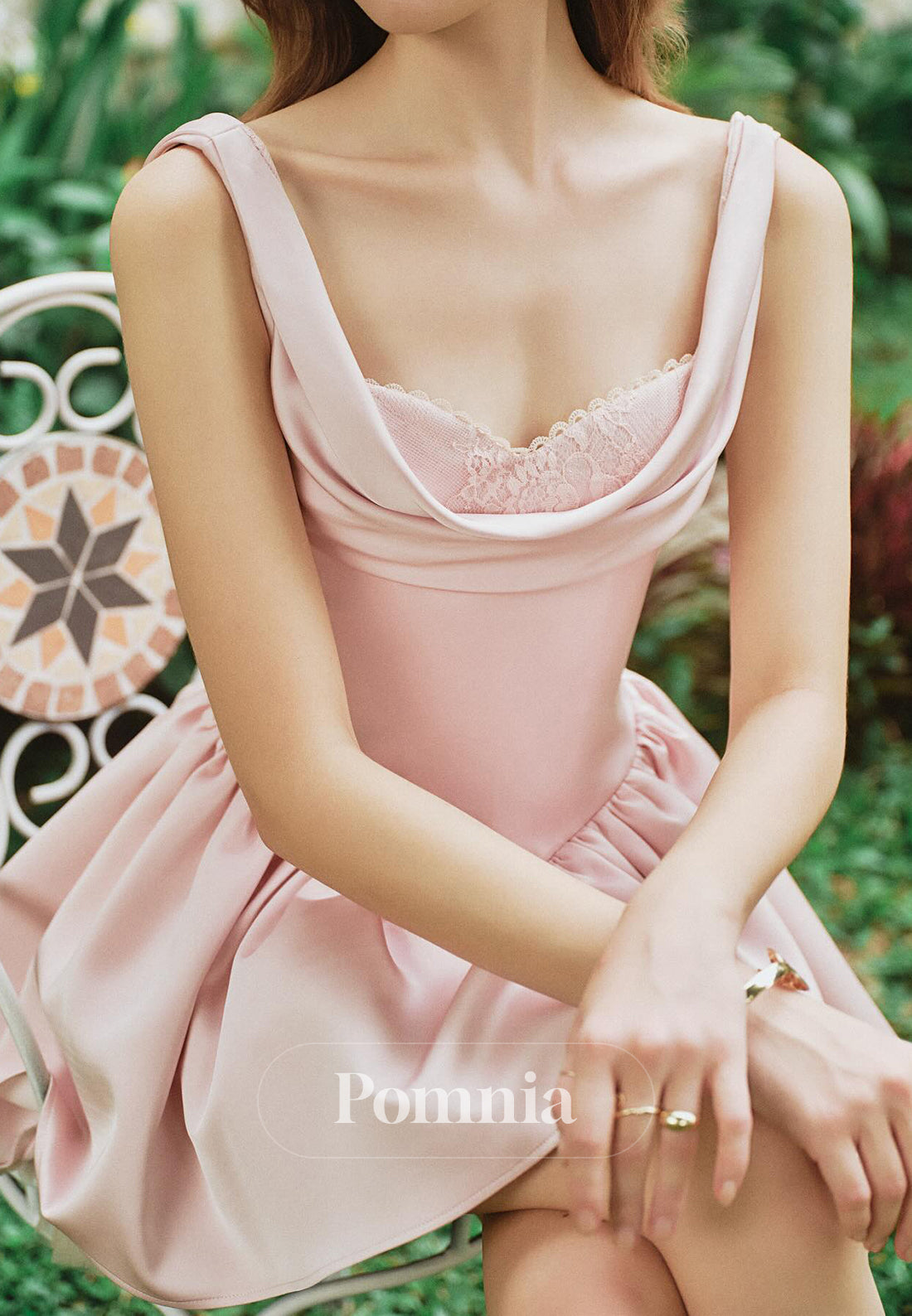 Blushing Pink Spaghetti Straps Scoop Short Homecoming Dress