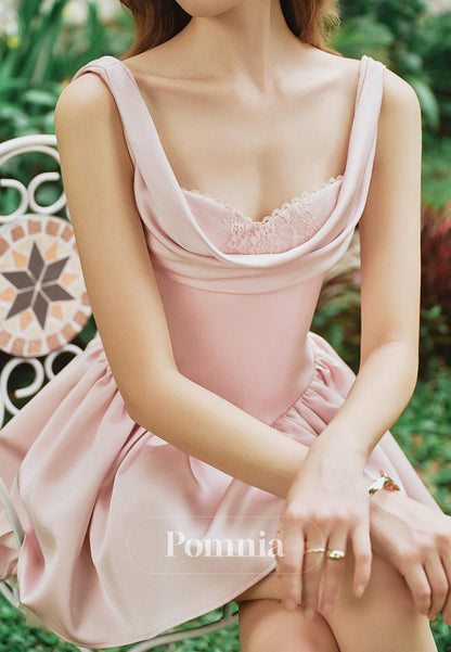 Blushing Pink Spaghetti Straps Scoop Short Homecoming Dress