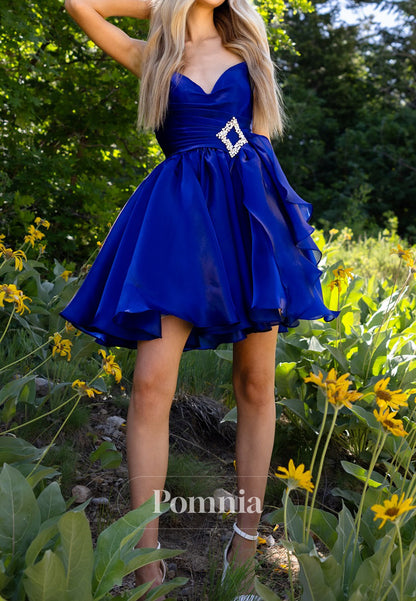 Royal Blue Sleeveless V-Neck A-Line Beads Homecoming Dress