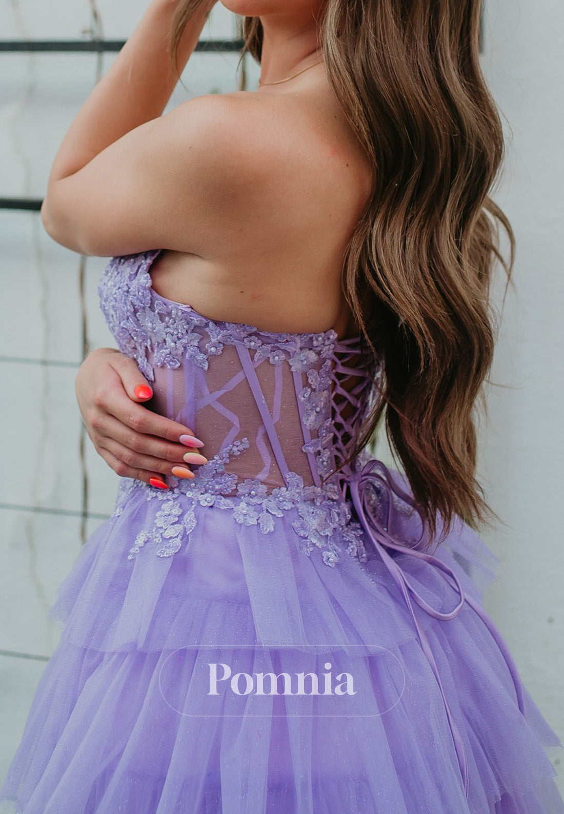 Lilac Sleeveless Strapless Ruffles Short Homecoming Dress
